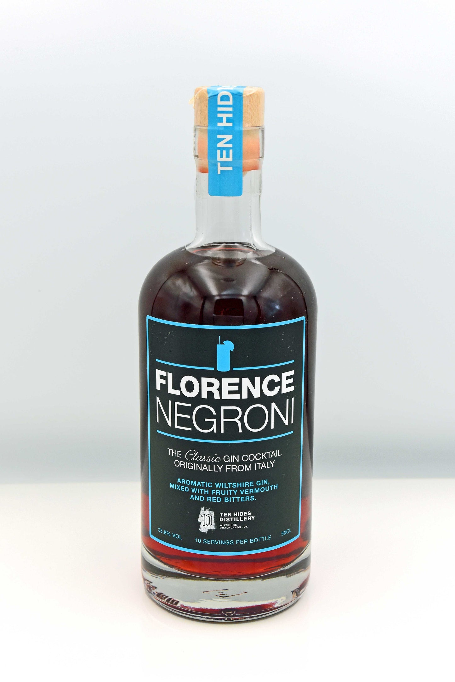 Bottle of Florence Negroni on a white background