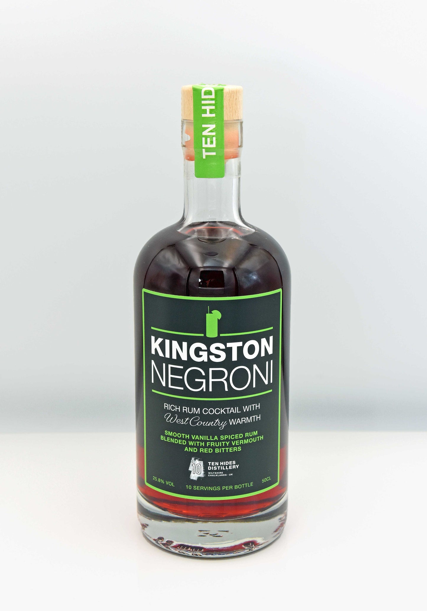 Bottle of Kingston Negroni on a white background