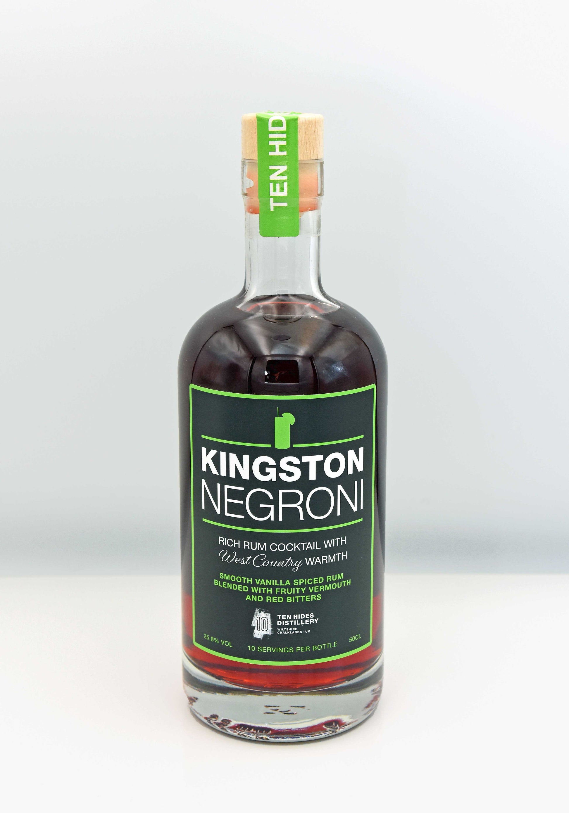 Bottle of Kingston Negroni on a white background